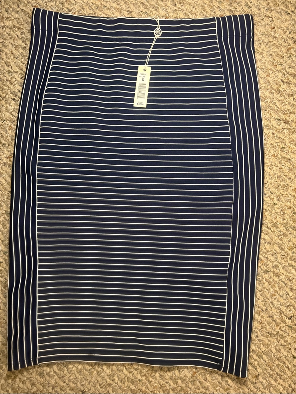 Max Studio Navy and White Striped Pencil Skirt, Size S